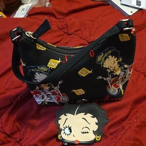 Betty Boop Black Handbag and Coin Purse Set